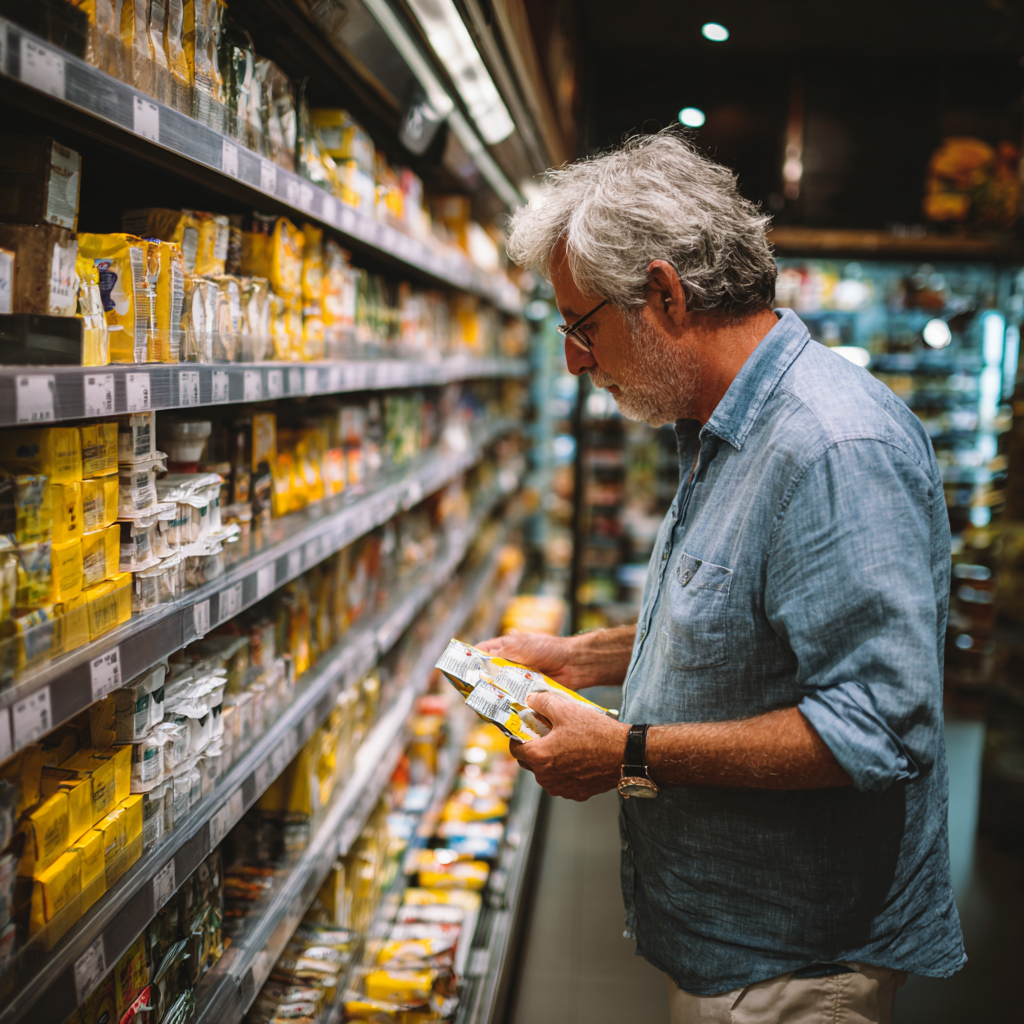 Здорове харчування для людей зрілого віку з різноманітними продуктами